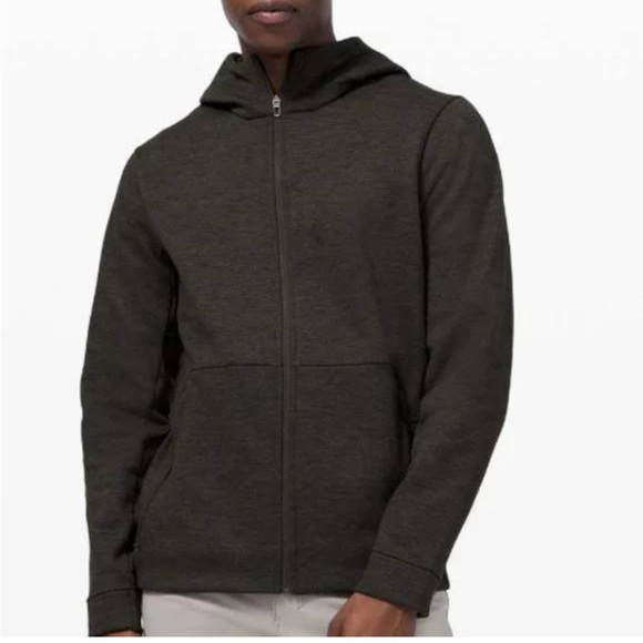 Lululemon Welterweight Zip Hoodie in Heathered Dark Olive Black M - Picture 1 of 3